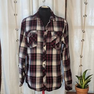 Surplus red black plaid flannel shirt Small